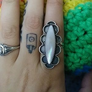 Large silver and MOP ring